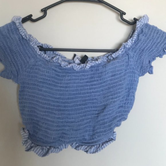 Lulu's Light Blue Smocked Crop Top - Picture 4 of 4